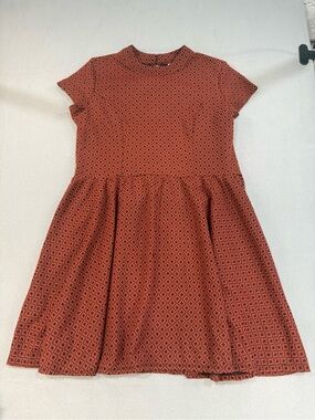 Xhilaration Rust Orange Geometric Short-Sleeve Dress